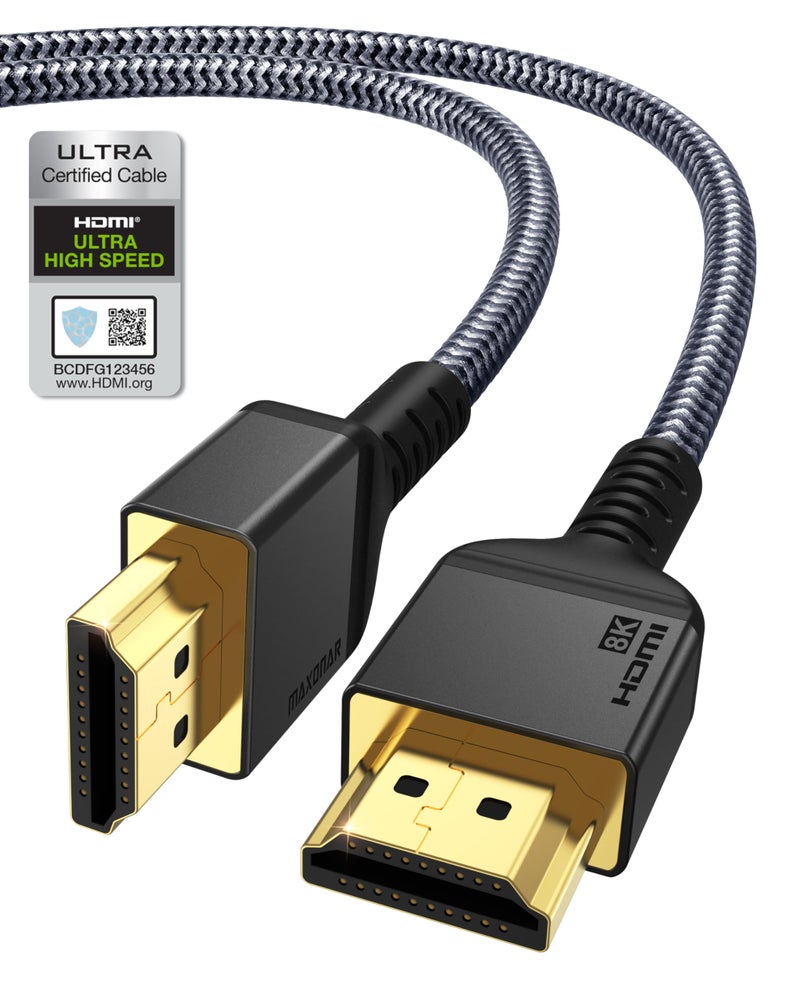 Maxonar 8K HDMI cable PS5 3FT (Certified) Ultra High Speed HDMIÂ® Cable 48Gbps 8K60 4K120 144Hz RTX 3090 eARC HDR HDCP 2.2&2.3 Compatible with PlayStation 5, Xbox Series X, Roku/Fire/Sony/LG TV - Image 1
