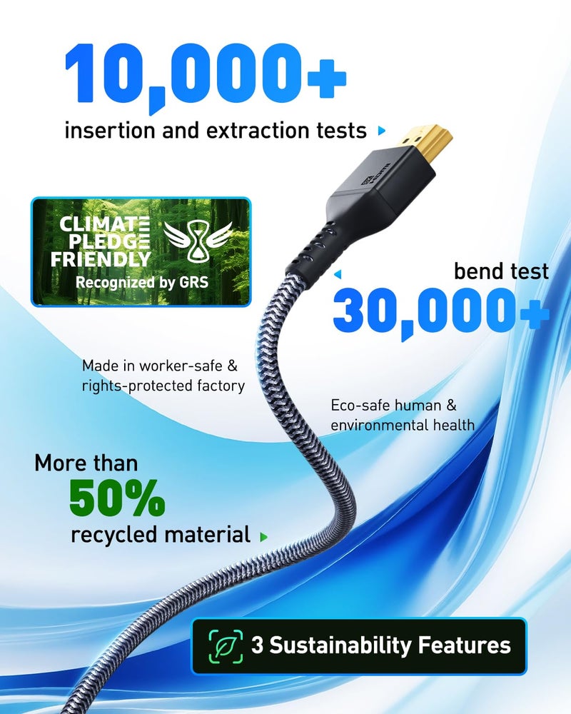 Maxonar 8K HDMI cable PS5 3FT (Certified) Ultra High Speed HDMIÂ® Cable 48Gbps 8K60 4K120 144Hz RTX 3090 eARC HDR HDCP 2.2&2.3 Compatible with PlayStation 5, Xbox Series X, Roku/Fire/Sony/LG TV - Image 4