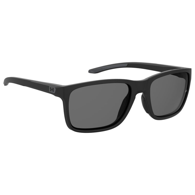 UNDER ARMOUR UA Hustle Rectangular Sunglasses, Matte Black Frame w/ Polarized Gray Lenses - Image 3