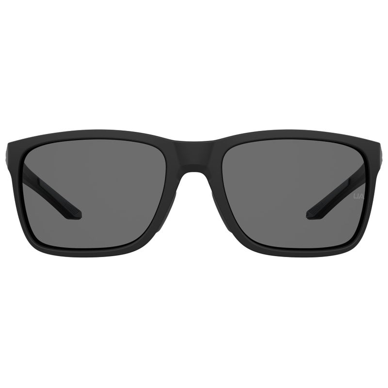 UNDER ARMOUR UA Hustle Rectangular Sunglasses, Matte Black Frame w/ Polarized Gray Lenses - Image 2