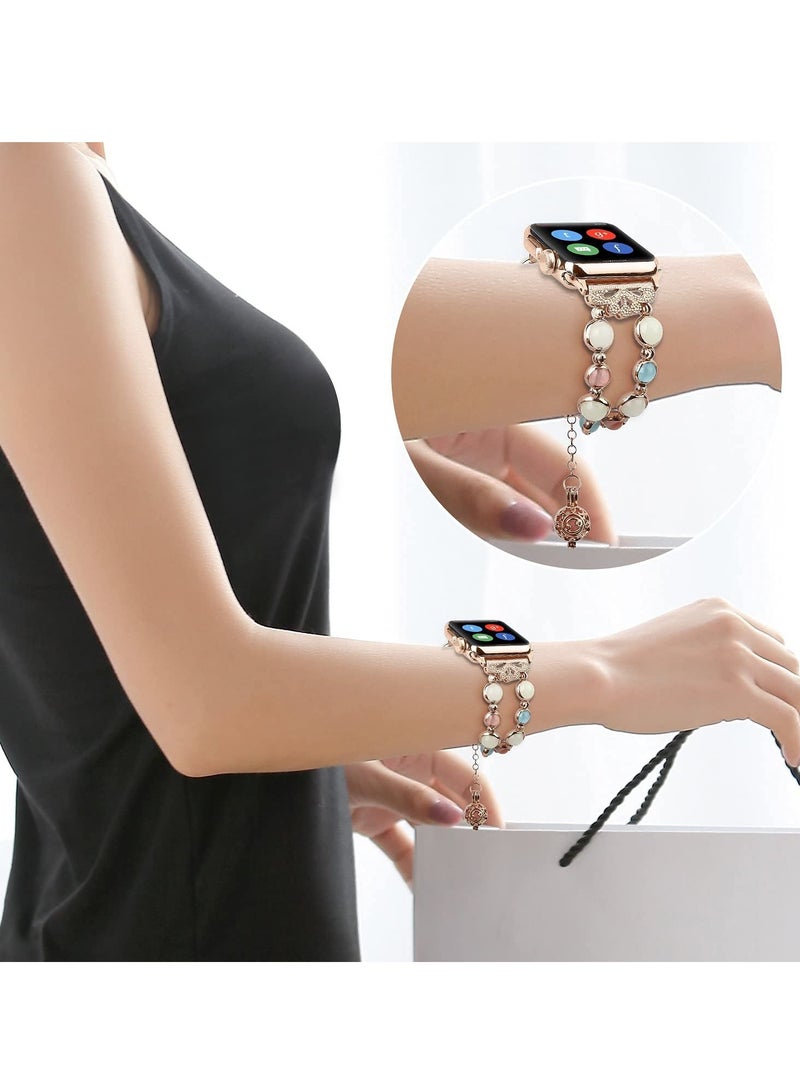 Apple Watch Band 38mm/40mm 42mm/44mm Series 6 5 4 3 2 1&SE, Adjustable Wristband Handmade Night Luminous Pearl for iWatch Bracelet. - Image 2