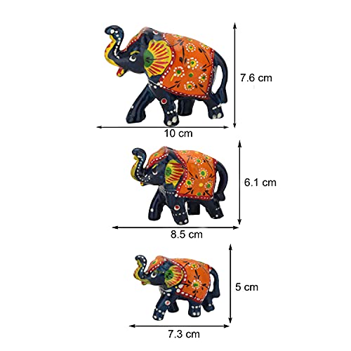 DreamKraft Paper Mache Handmade Elephant Showpiece Figurine for Home, Housewarming Decoration and Gift Purpose - Blue (Set of 3: Large, Medium, Small) - Image 4
