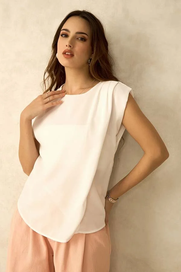 Virgio VIRGIO 100% Moss Crepe Side Pleat Top