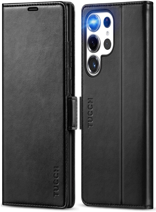 TUCCH Case for Galaxy S25 Ultra (6.9") 5G 2025, Magnetic PU Leather Wallet Stand Case with[Shockproof TPU][RFID Blocking] Card Holders, Protective Folio Cover Compatible with Galaxy S25 Ultra, Black - Image 1