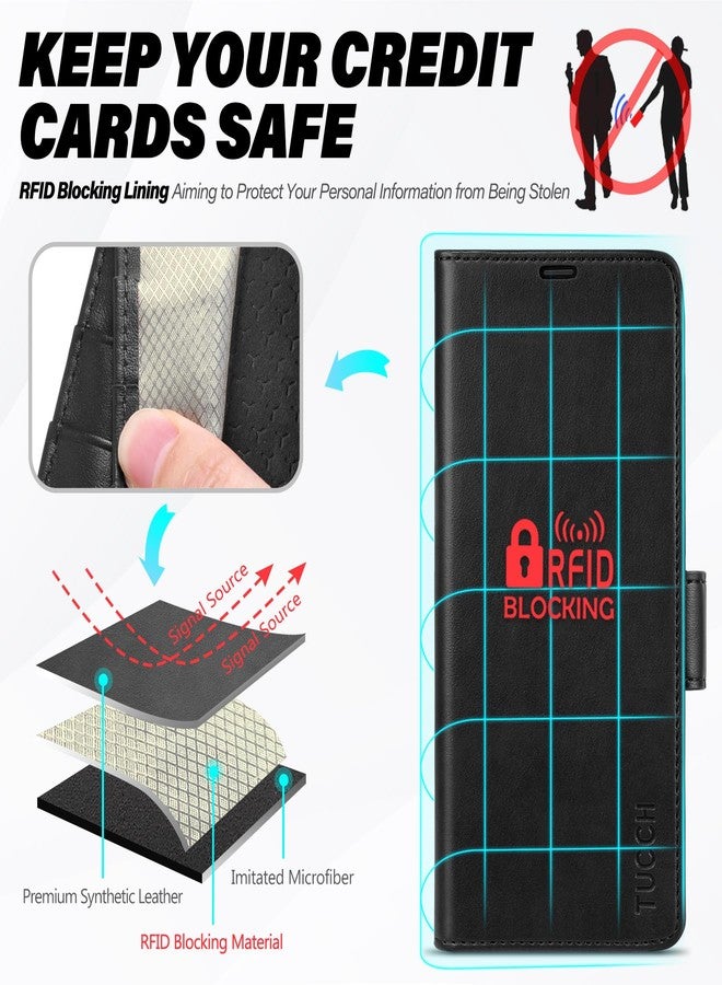 TUCCH Case for Galaxy S25 Ultra (6.9") 5G 2025, Magnetic PU Leather Wallet Stand Case with[Shockproof TPU][RFID Blocking] Card Holders, Protective Folio Cover Compatible with Galaxy S25 Ultra, Black - Image 3