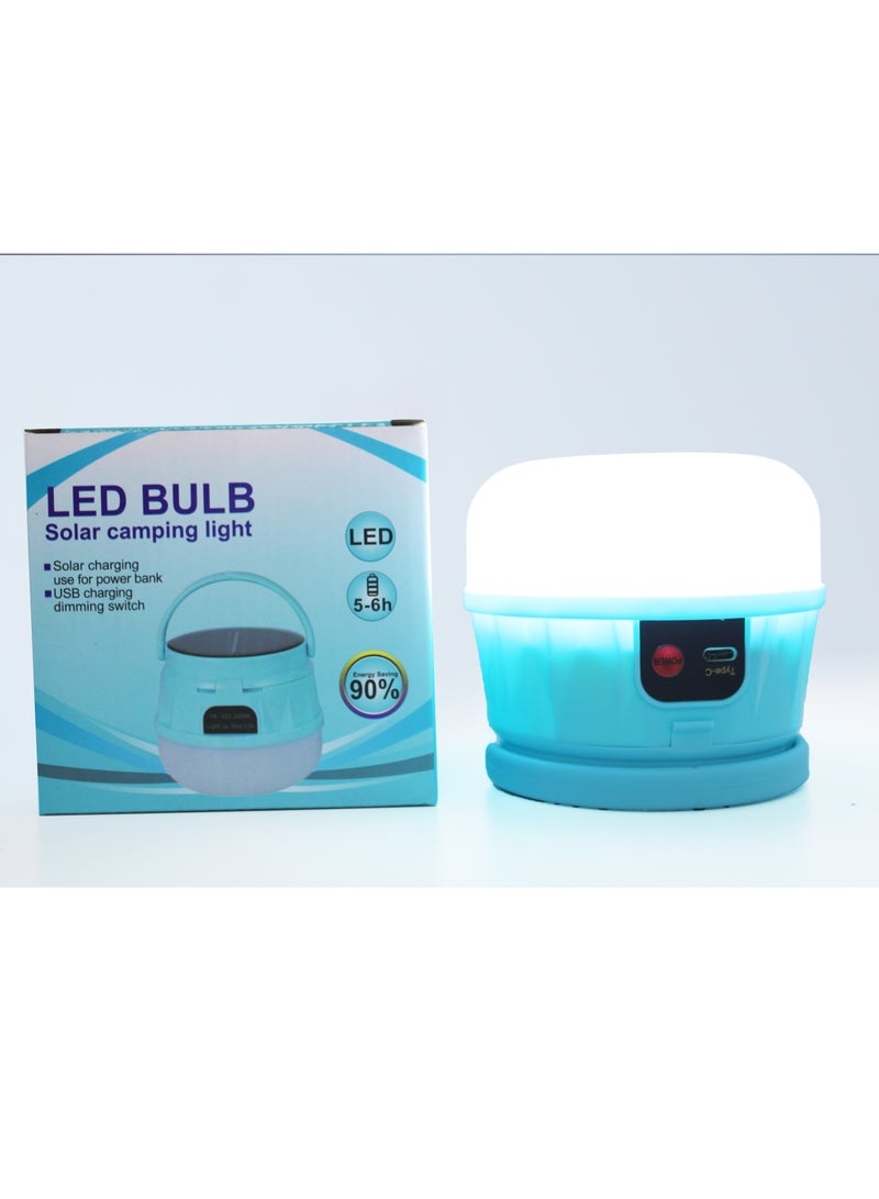 لمبة LED للتخييم بالطاقة الشمسية 200 وات 2400 مللي أمبير في الساعة USB شحن مفتاح يعتم إضاءة ليلية محمولة - Image 2