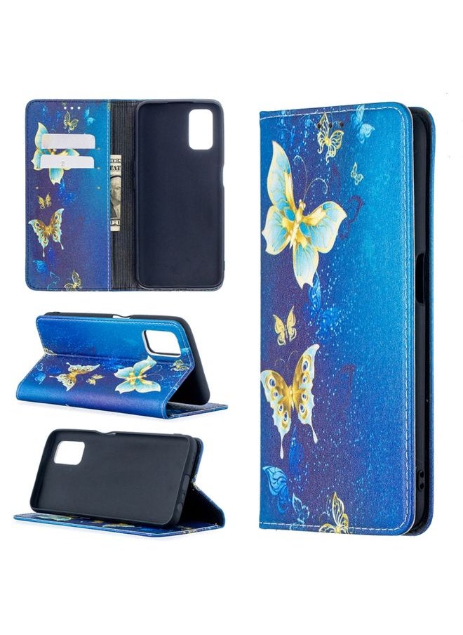 HuHa - Case Cover For OPPO A52 / A72 5G Colored Drawing Pattern Invisible Magnetic Horizontal Flip PU Leather Case with Holder & Card Slots & Wallet Gold Butterflies - Image 1
