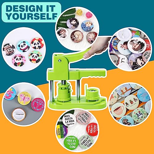 Happizza Button Maker Machine, (3rd Gen) Installation-Free 32mm(1.25 in) DIY Pin Button Maker Press Machine Kit, Badge Punch Press Machine with Free 500pcs Button Parts&Pictures&Circle Cutter - Image 5