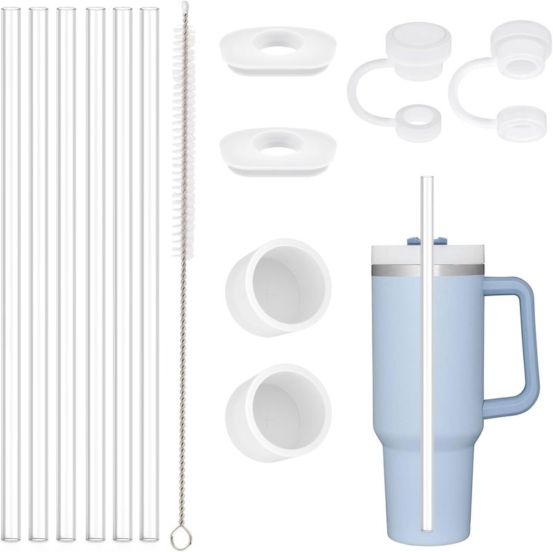 Beonsky Wide use compliant quality Straw Spill Stopper Cover Accessories for Stanley Cup 40 oz 30 oz Quencher, Tumbler Accessories of 6 Straw Replacement with Cleaning Brush, 4 Leak Sproof Plug, 2 Silicone Cover Cap for Stanley Stain resistant - Image 1
