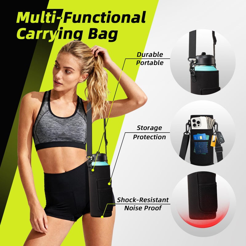 ICIOI 32/40/64/128 oz Insulated Water Bottle 40 oz, (Cold for 48H), Leak Proof Food-Grade Stainless Steel Water Jug With Auto Spout and Straw Lid, Portable Paracord Handle & Carrier Bag for Men Women Gym - Image 3