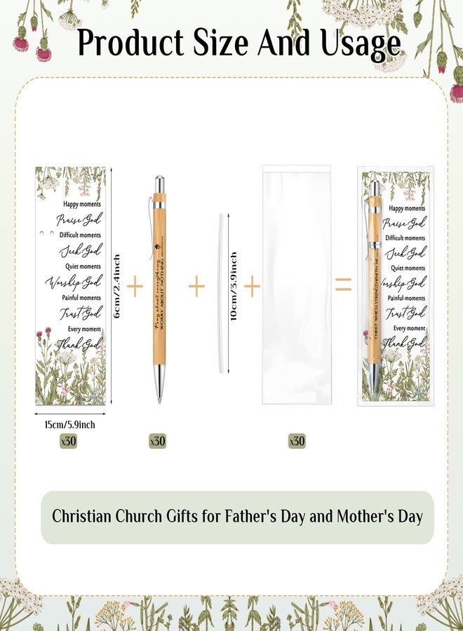 Chivertion 30 Set Christian Religious Gifts Bulk Mother's Day Include Bible Verse Pens and Inspirational Bookmarks Easter Church Gifts Bulk Scripture Supplies for Women Pastor Coworker (Bamboo) - Image 2