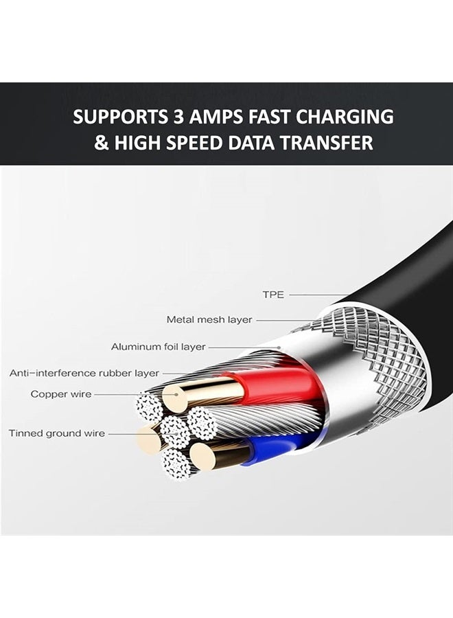 tekSonic كابل USB نوع C للشحن السريع [20 حزمة 3.3 قدم]، كابل شحن متعدد TekSonic USB-A إلى USB-C 3A متوافق مع Samsung Galaxy S10 S9 S8 S20 S21 Plus A52 A21 A32 A11، Note 10 9 8، وحدة تحكم PS5 - Image 2