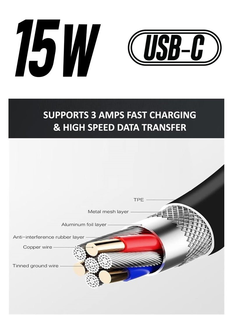 tekSonic كابل USB نوع C للشحن السريع [20 حزمة 3.3 قدم]، كابل شحن متعدد TekSonic USB-A إلى USB-C 3A متوافق مع Samsung Galaxy S10 S9 S8 S20 S21 Plus A52 A21 A32 A11، Note 10 9 8، وحدة تحكم PS5 - Image 1