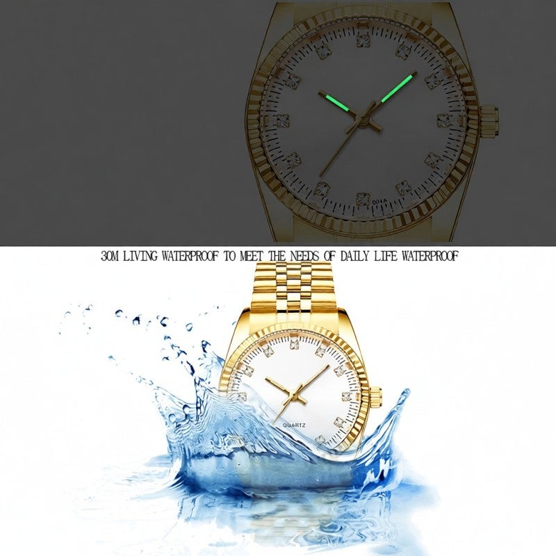 Chenxi Analog Watch for Women Gold White Bracelet Watch - Quartz Movement Luminous Pointer Display - Stainless Steel Caseback 3ATM Waterproof Wrist Watch for Daily Wear - Image 4