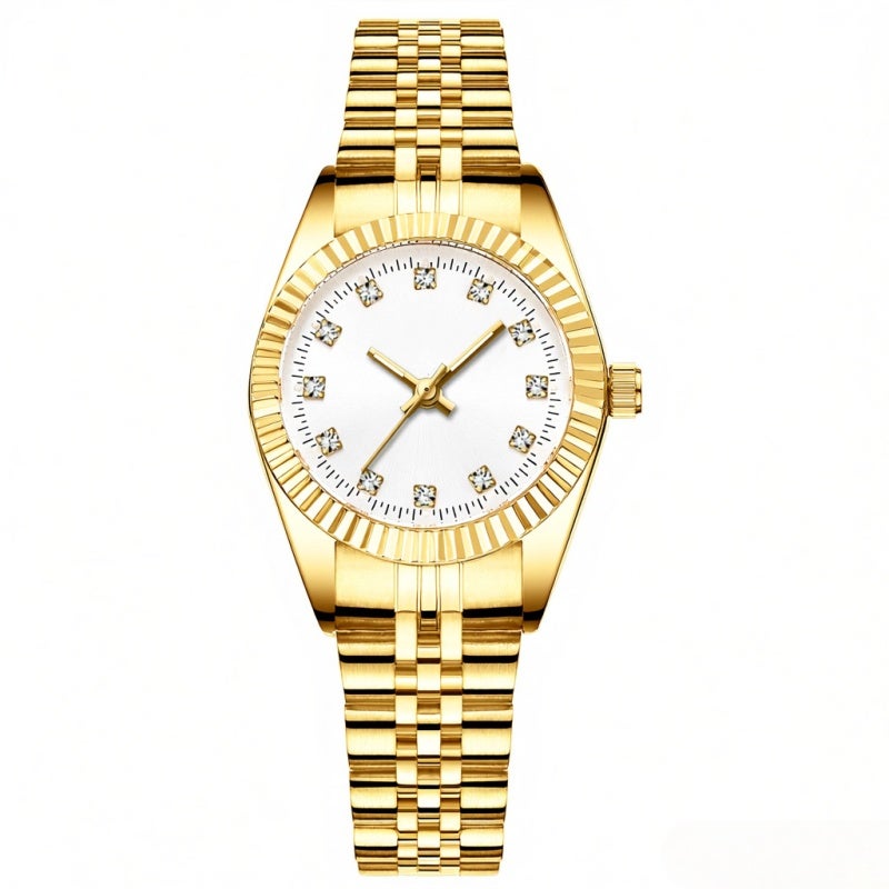 Chenxi Analog Watch for Women Gold White Bracelet Watch - Quartz Movement Luminous Pointer Display - Stainless Steel Caseback 3ATM Waterproof Wrist Watch for Daily Wear - Image 1