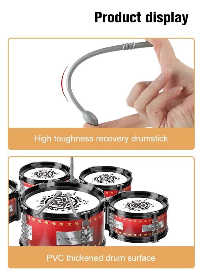 Rock Jazz Drum Set for Kids musical instrument toy for Music Enlightenment 5 Drums Band Rock Set Ideal Gift Toy for Kids