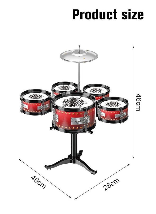 Rock Jazz Drum Set for Kids musical instrument toy for Music Enlightenment 5 Drums Band Rock Set Ideal Gift Toy for Kids