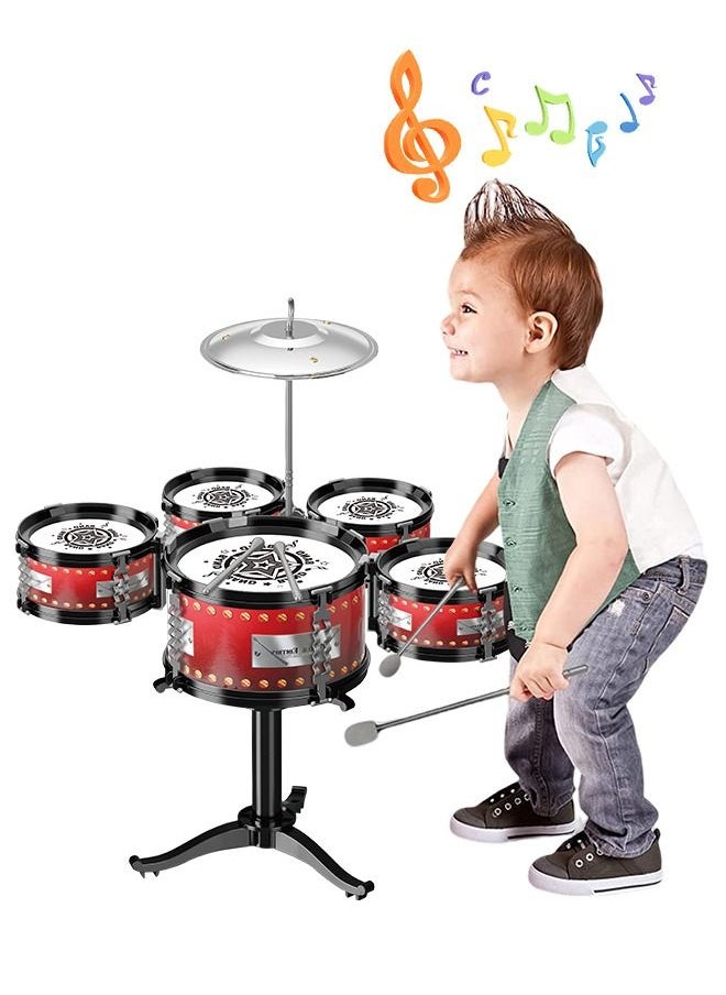 Rock Jazz Drum Set for Kids musical instrument toy for Music Enlightenment 5 Drums Band Rock Set Ideal Gift Toy for Kids