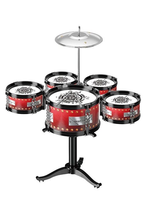 Rock Jazz Drum Set for Kids musical instrument toy for Music Enlightenment 5 Drums Band Rock Set Ideal Gift Toy for Kids
