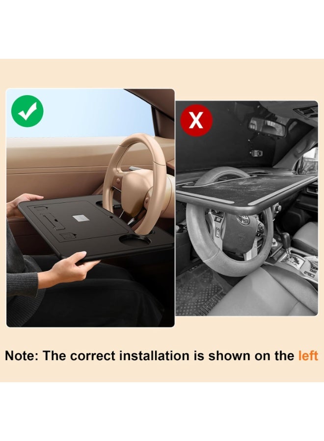 YelaJoy 3 in1 Car Steering Wheel Tray Table for Laptop, Height Adjustable Car Table Tray for Driver, Car Food Tray with Drinks Holder,Multipurpose Travel Car Accessories for Long Road Trips-Black - Image 5