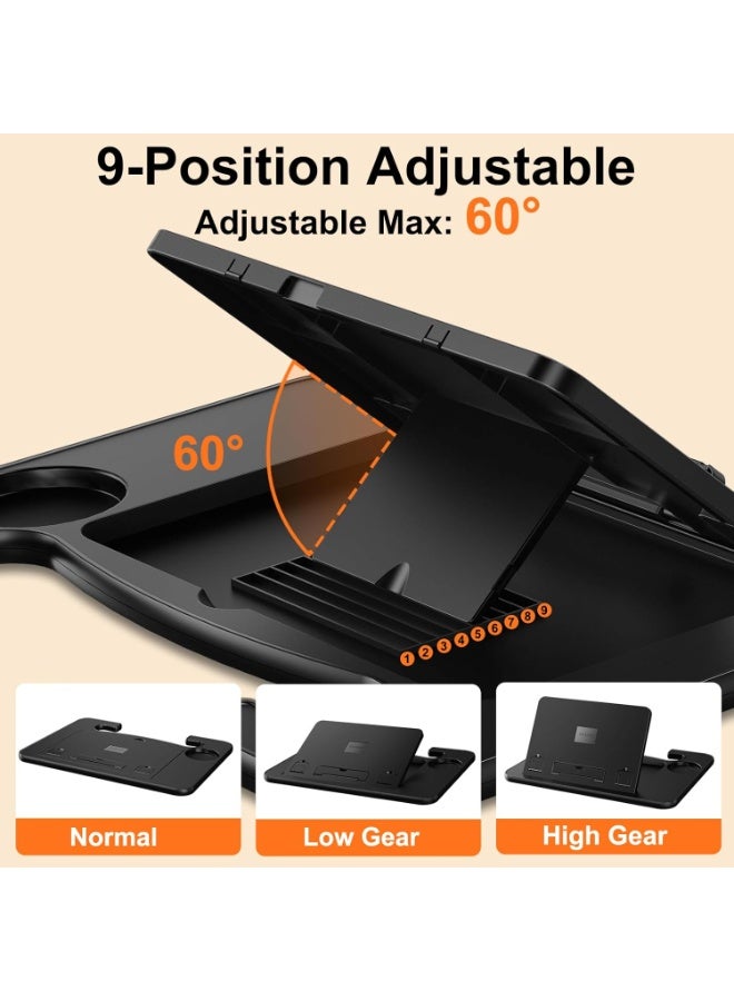 YelaJoy 3 in1 Car Steering Wheel Tray Table for Laptop, Height Adjustable Car Table Tray for Driver, Car Food Tray with Drinks Holder,Multipurpose Travel Car Accessories for Long Road Trips-Black - Image 4