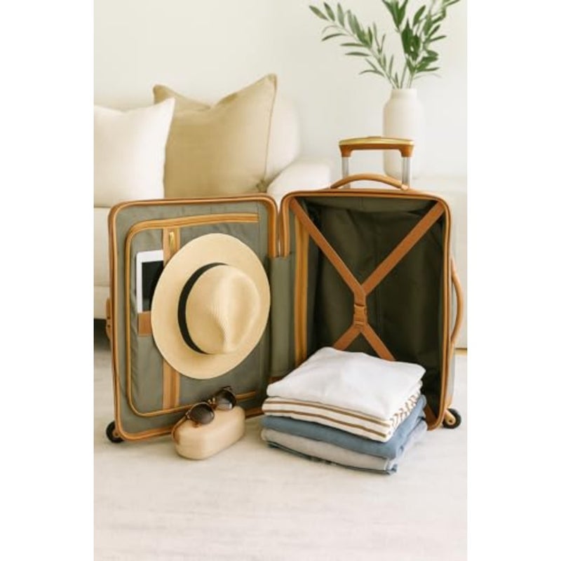 Vintage-style hardside carry-on luggage set for travel, ABS material, navy blue, lightweight with 360 spinner wheels and retro train-inspired design - Image 4