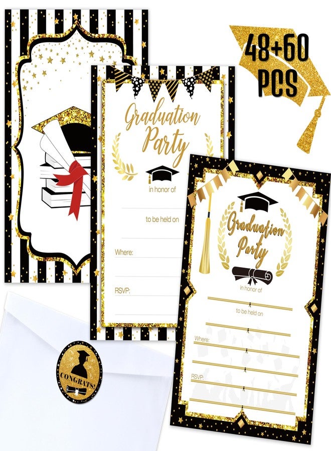 jollylife 156PCS Graduation Party Invitations 2025 Cards with Envelopes Stickers - Grad Congrats Announcements Supplies(2 Styles) - Image 1