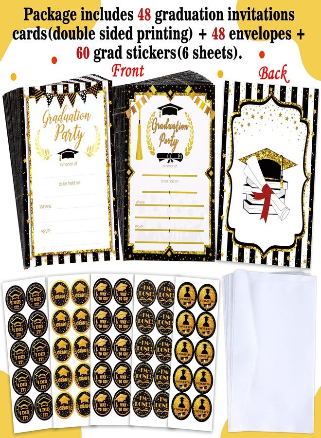 jollylife 156PCS Graduation Party Invitations 2025 Cards with Envelopes Stickers - Grad Congrats Announcements Supplies(2 Styles) - Image 5