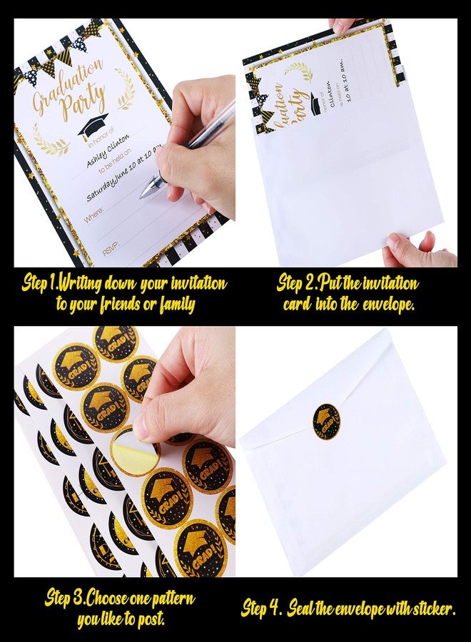 jollylife 156PCS Graduation Party Invitations 2025 Cards with Envelopes Stickers - Grad Congrats Announcements Supplies(2 Styles) - Image 3