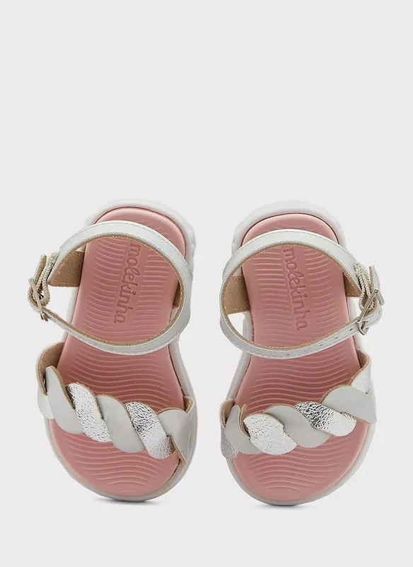 MOLEKINHA MOLEKINHA Sandals with Back strap For Infant Girls, Silver