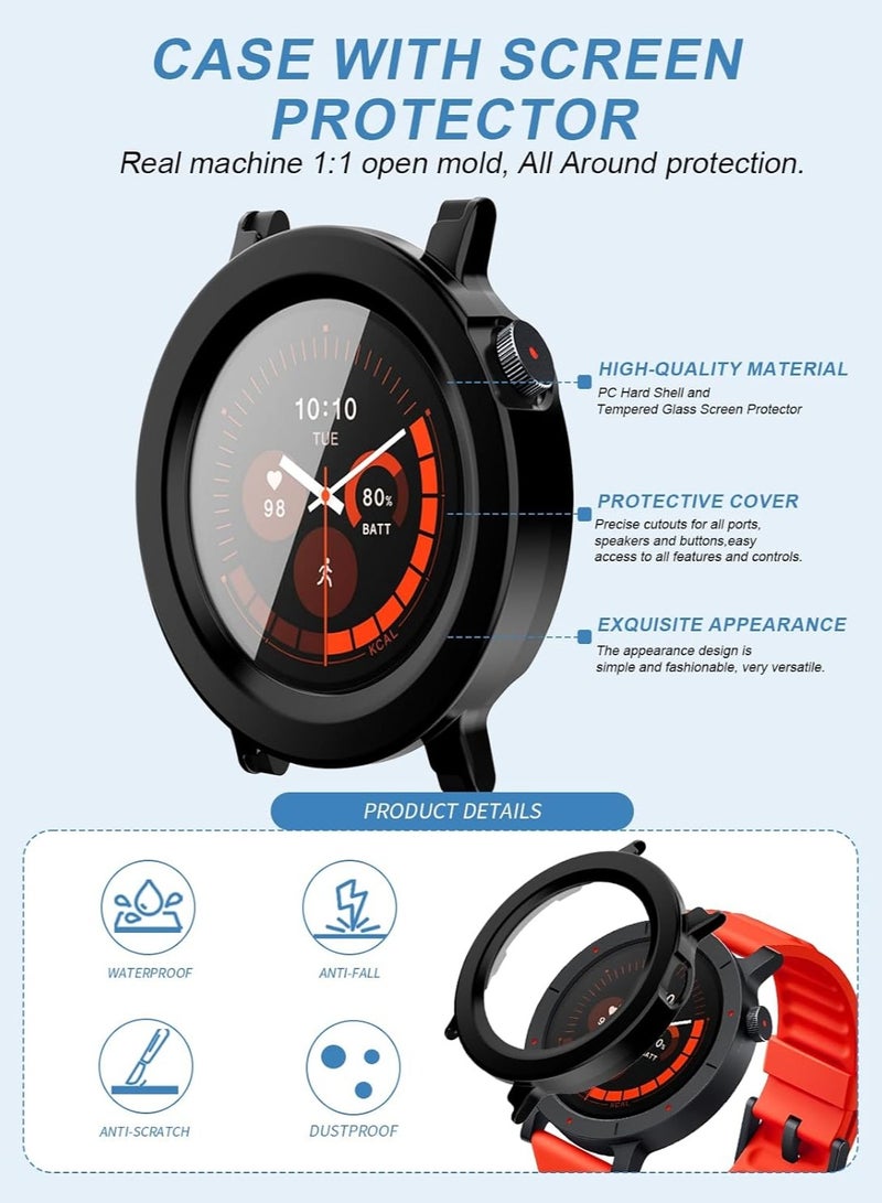 (2-Pack) CMF Nothing Watch 3 Pro Smartwatch Protective Case, Harder PC Case with 9H Glass Screen Protector, Full-Coverage Integrated Protective Case - Image 2