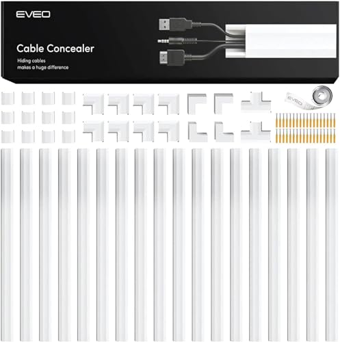 EVEO Cord Hider - 300” Cord Cover Wall Cable Hider, Cable Concealer, Wire Hiders for TV on Wall. Cable Management, Cord Hider Cable Raceway Wire Covers for Cords (White, Large) - Image 1