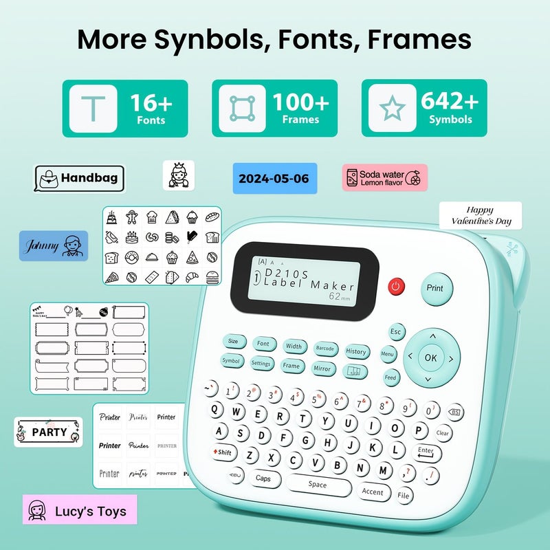 Phomemo D210 Purple Label Maker Qwerty Keyboard Labeling Device With Tape Portable Various Font Options For Home Office Organizing - Image 2