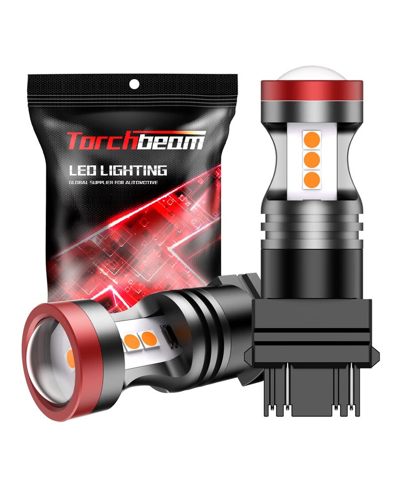 Torchbeam 3157 LED Bulbs Amber Yellow LED Turn Signal Lights Bulbs 400 Brighter 3156 3057 3457 4157 LED Bulb with Projector Replacement for Directional Blinker Parking Side Marker Lights