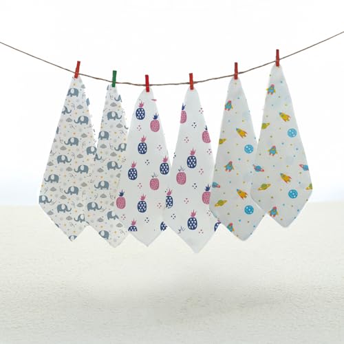 StarAndDaisy Muslin Towels for Newborn Baby/Face Hankies Or Baby Muslin face Towel Soft Extra Soft/Reusable Napkins for Baby/Kids (Pack of 6) - Image 1