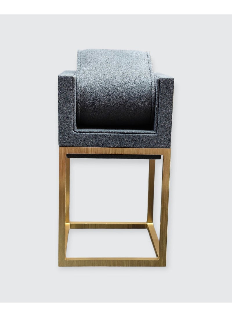 Al Seraj Luxury Medium Watch Display Stand with Gold Metal Base | Premium Grey Microfiber Watch Holder | 14 cm Elegant Watch Display for Jewelry Stores, Retail Counters, Collectors & Luxury Watch Presentation - Image 1