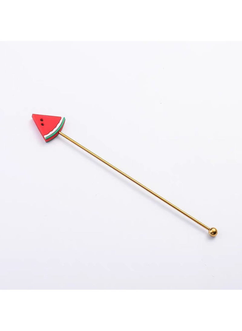 2Pcs Silicone Fruit Head Stainless Steel Stirring Rod Long Handle Cocktail Drinks Mixing Sticks Mixer Barware Muddler Bar Accessories Strawberry&Watermelon  - Image 5