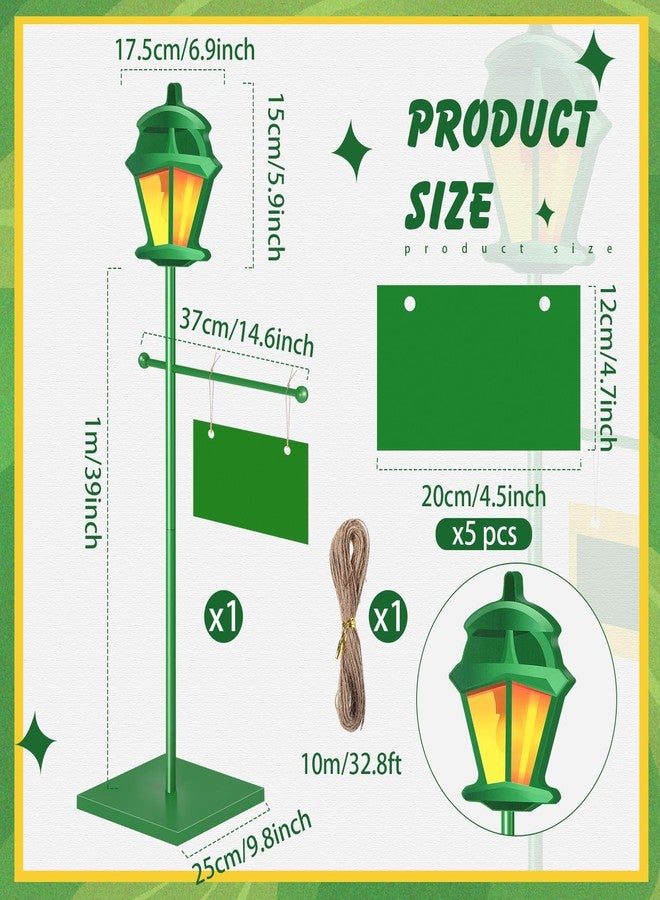Novabright 3.3 ft Green Street Sign Lamp Post Large Wooden Lamp Post Centerpiece with Sign Card Street Party Supplies for Toy Decor Friend Birthday Party Decoration - Image 2