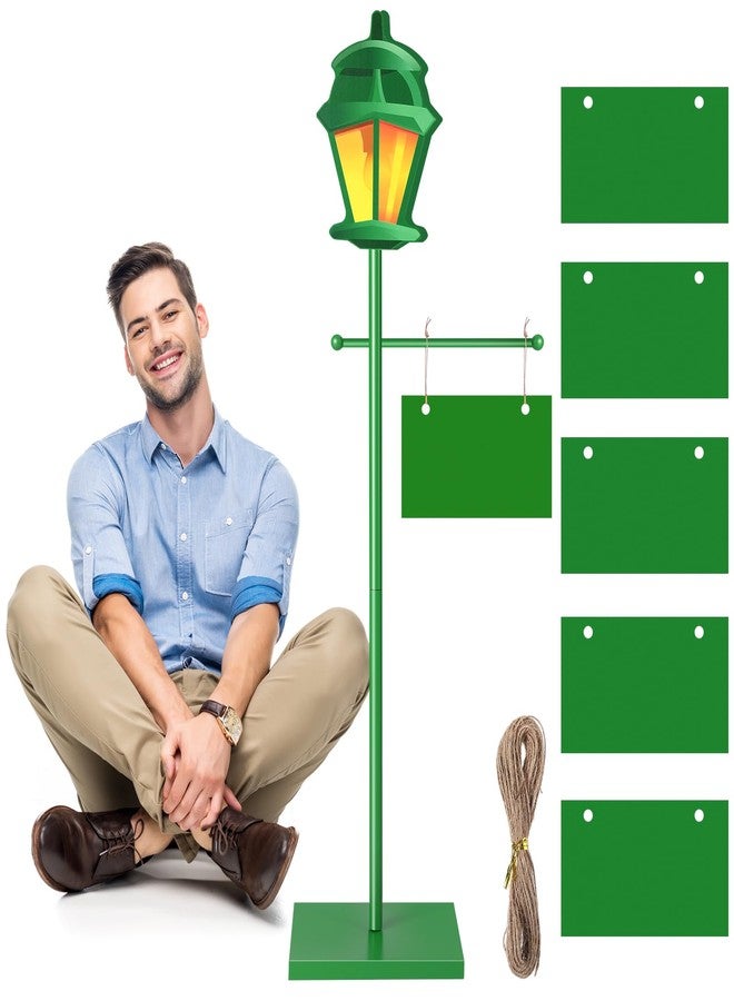 Novabright 3.3 ft Green Street Sign Lamp Post Large Wooden Lamp Post Centerpiece with Sign Card Street Party Supplies for Toy Decor Friend Birthday Party Decoration - Image 1
