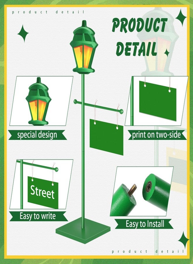 Novabright 3.3 ft Green Street Sign Lamp Post Large Wooden Lamp Post Centerpiece with Sign Card Street Party Supplies for Toy Decor Friend Birthday Party Decoration - Image 3