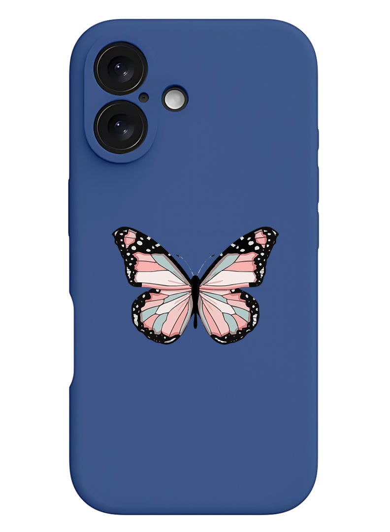 Theodor Protective Slim Fit Case Liquid Silicone Cover with Full Body Protection Anti-Scratch Shockproof Case For Apple iPhone 17 (Blue) Butterfly-01 - Image 1