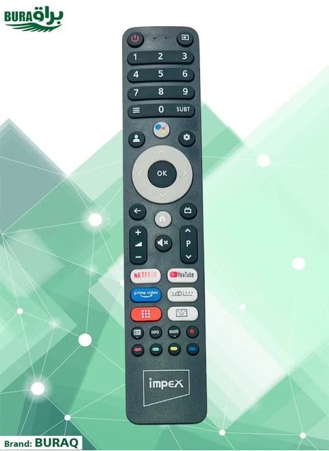 Impex Smart LCD Remote - Replacement Remote Control Compatible For IMPEX Smart TV LCD LED With Netflix, Prime Video, YouTube & VIP Smart Short Keys