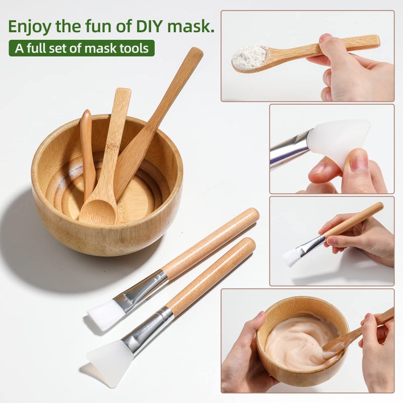 JPNK New Facial Mask Bowl Set, New DIY 6Pack DIY Clay Mask Mixing Kit (Brown) - Image 5
