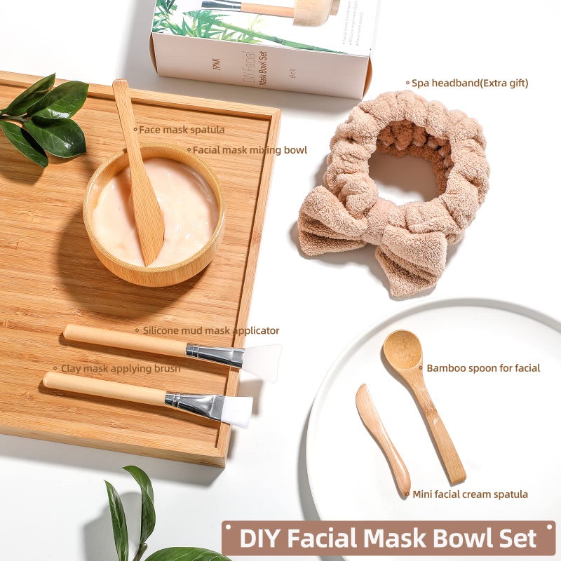 JPNK New Facial Mask Bowl Set, New DIY 6Pack DIY Clay Mask Mixing Kit (Brown) - Image 2