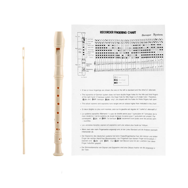 8 Hole Recorder Lightweight Portable Descant Flauta Recorder ABS Clarinet for Students Kids White - Image 1