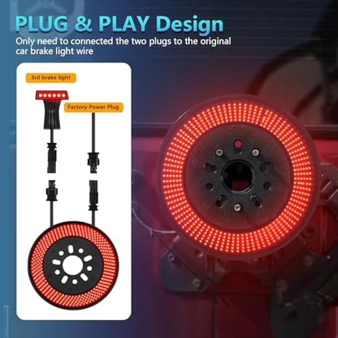 NKCELL POWER Spare Tire Brake Red Led Light For 20182025 Jeep Wrangler Jl Jlu PlugNPlay 405Pcs Led Wheel Light 3Rd Third Brake Rear Tail Stop Light For Jeep Wrangler Accessories - Image 5
