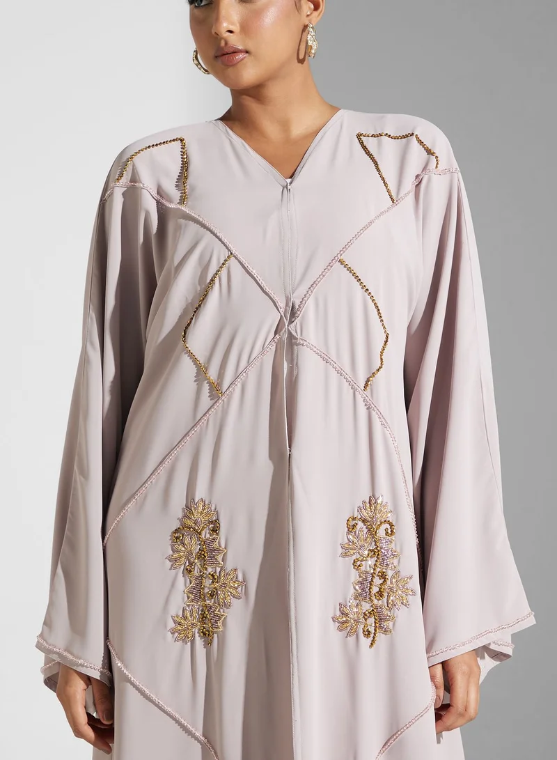 hayas closet  Embellished V- Neck Abaya for Women | Best Price UAE