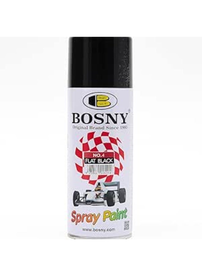 BOSNY Matt Black Spray Paint 400ml – Premium Quick-Dry Finish for Automotive, Metal, Wood & Plastic
