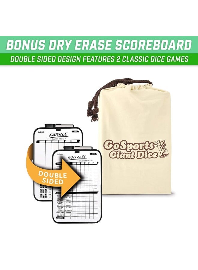 GoSports GoSports Giant Wooden Playing Dice Set with Rollzee and Farkle Scoreboard - Includes 6 Dice, Dry-Erase Scoreboard and Canvas Tote Bag - Choose 2.5 Inch or 3.5 Inch Dice)  - Image 1