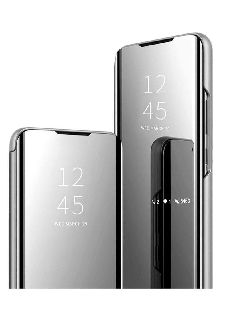 For Samsung Galaxy A24 Clear View Flip Case , Without Sensor , Stand Watching Position , Mirror Full Protection Cover Compatible With Samsung Galaxy A24 (6.6') (Silver)  - Image 3